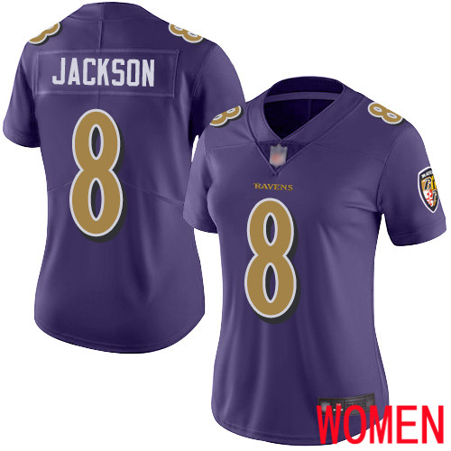 Baltimore Ravens Limited Purple Women Lamar Jackson Jersey NFL Football 8 Rush Vapor Untouchable